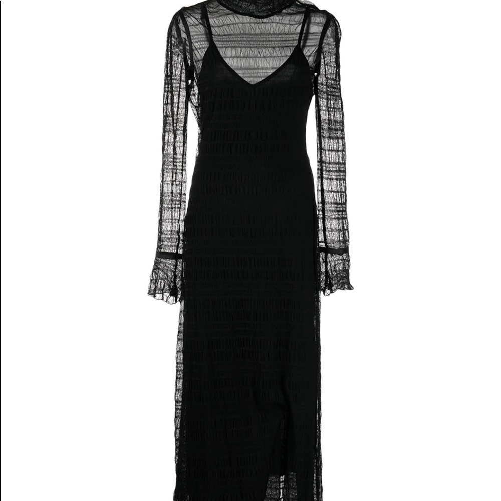 Jonathan Simkhai Standard smocked-detail long-sleeved dress